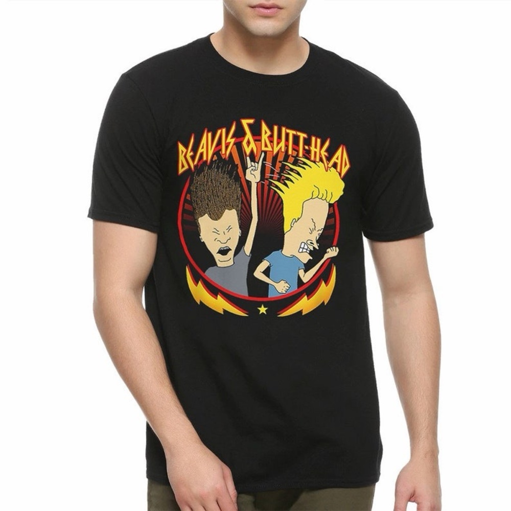3/$15 NWT MTV Black Beavis and Butt-Head Rock and Roll T-Shirt Men’s S